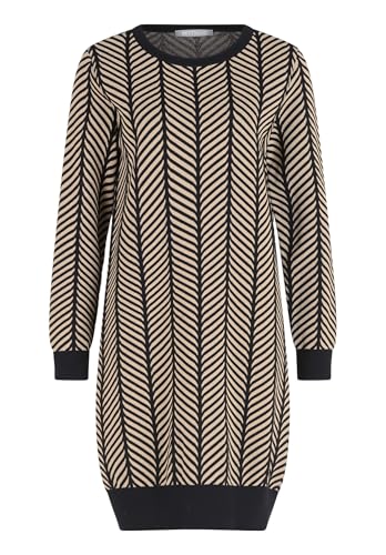 Betty & Co Damen Strickkleid mit Jacquard Black/Taupe,46 von Betty & Co