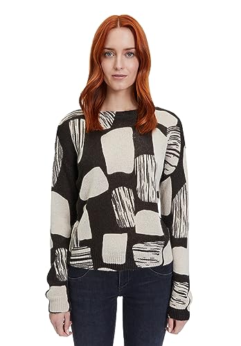 Betty & Co Damen Strickpullover mit Aufdruck Black-Nature,36 von Betty & Co