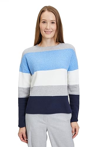 Betty & Co Damen Strickpullover mit Streifen Blau/Grau,40 von Betty & Co