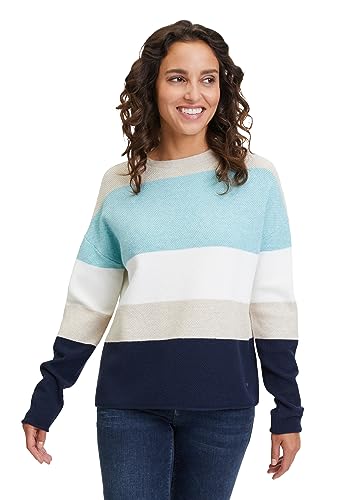 Betty & Co Damen Strickpullover mit Streifen Mint/Camel,38 von Betty & Co