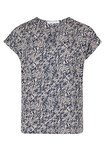Betty & Co Damen Blusenshirt mit Gummizug L, Dark Blue/Nature von Betty & Co