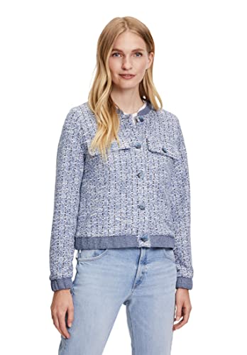 Betty & Co Damen Tweedblazer mit Rundhalsausschnitt Light Blue/Dark Blue,46 von Betty & Co