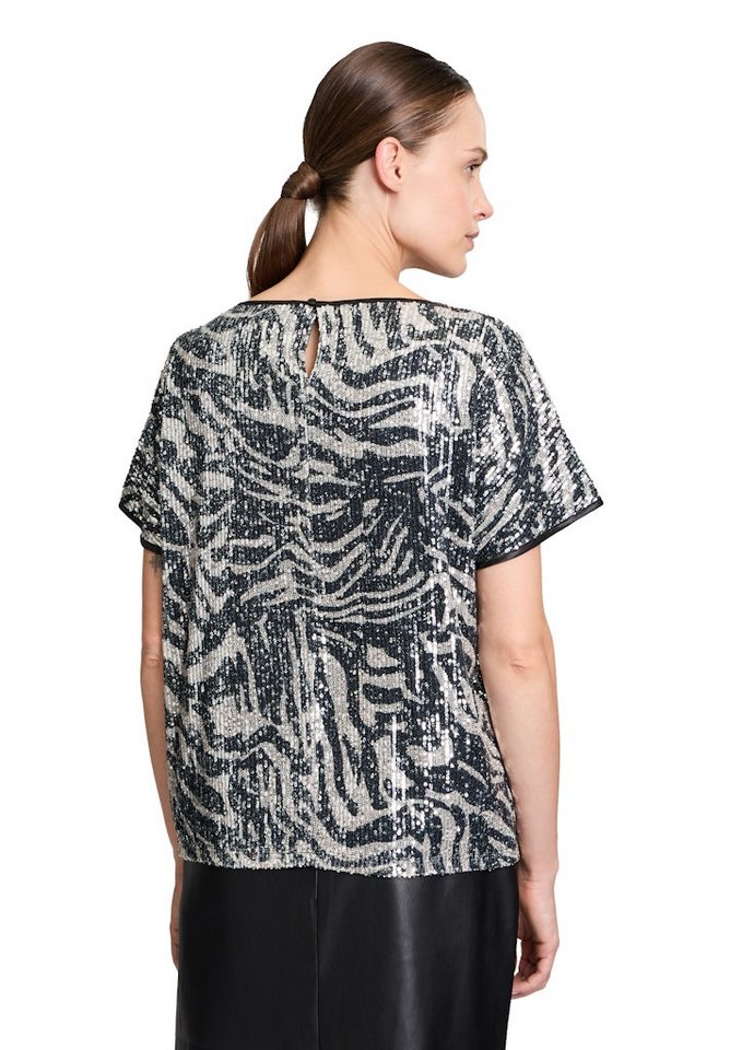 Betty&Co Kurzarmbluse Bluse Kurz 1/2 Arm Black-Nature von Betty&Co