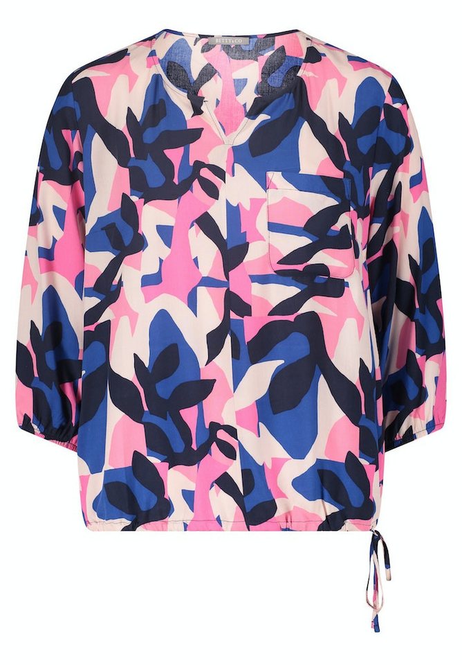 Betty&Co Kurzarmbluse Bluse Kurz 3/4 Arm Dark Blue/Pink von Betty&Co