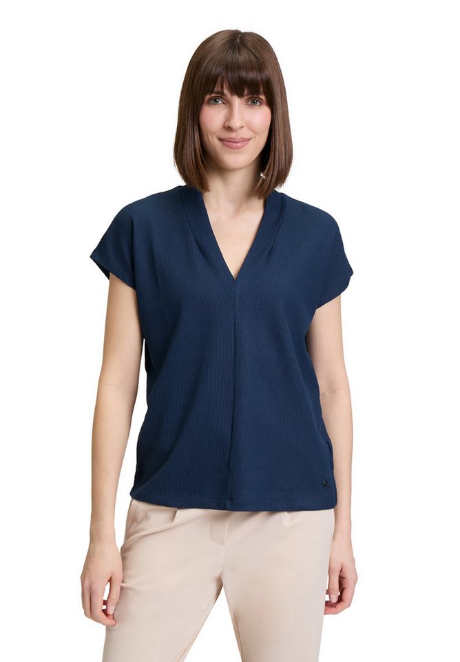 Betty&Co Kurzarmshirt Betty & Co Damen Casual-Shirt mit V-Ausschnitt (1-tlg) Struktur von Betty&Co