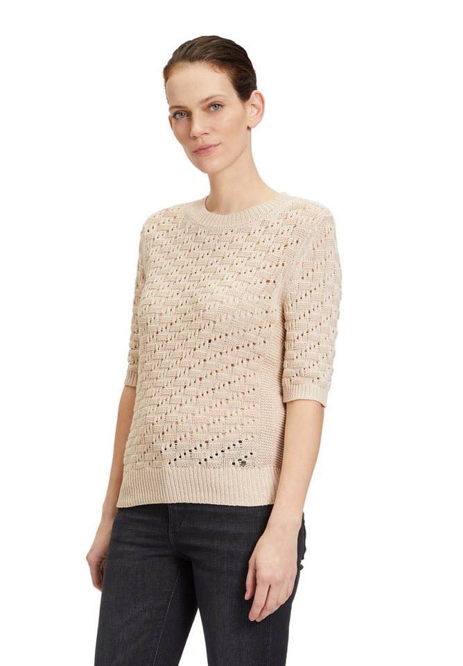 Betty&Co Kurzarmshirt Damen Strickpullover mit Rundhalsausschnitt (1-tlg) Struktur von Betty&Co