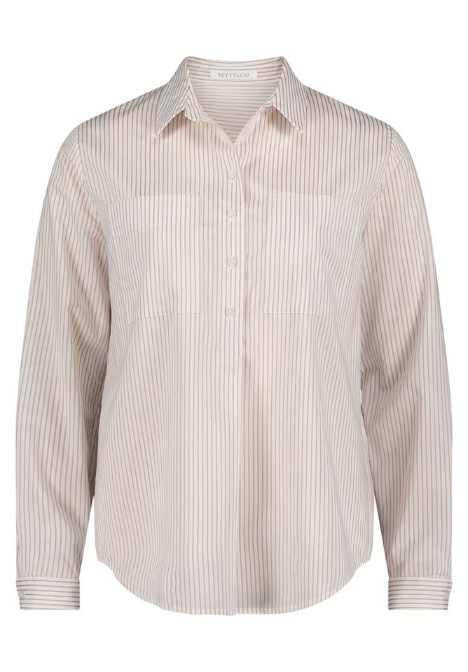 Betty&Co Langarmbluse Bluse Lang 1/1 Arm White/Taupe von Betty&Co