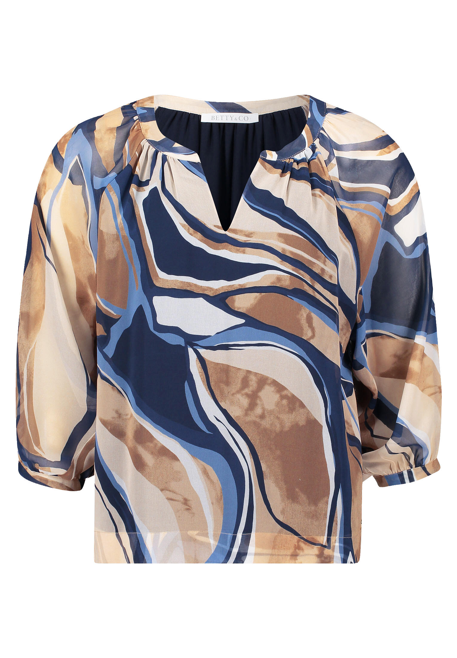 Betty & Co - Schlupfbluse nature/blue - Gr. - 38 von Betty & Co