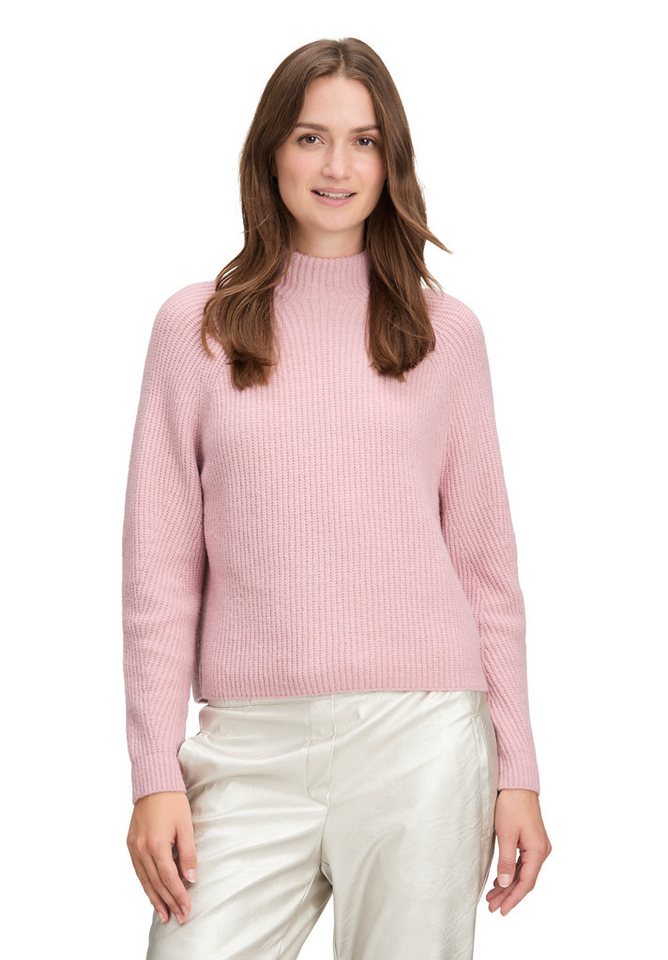 Betty&Co Strickpullover Damen Grobstrick-Pullover mit hohem Kragen (1-tlg) Kragen von Betty&Co