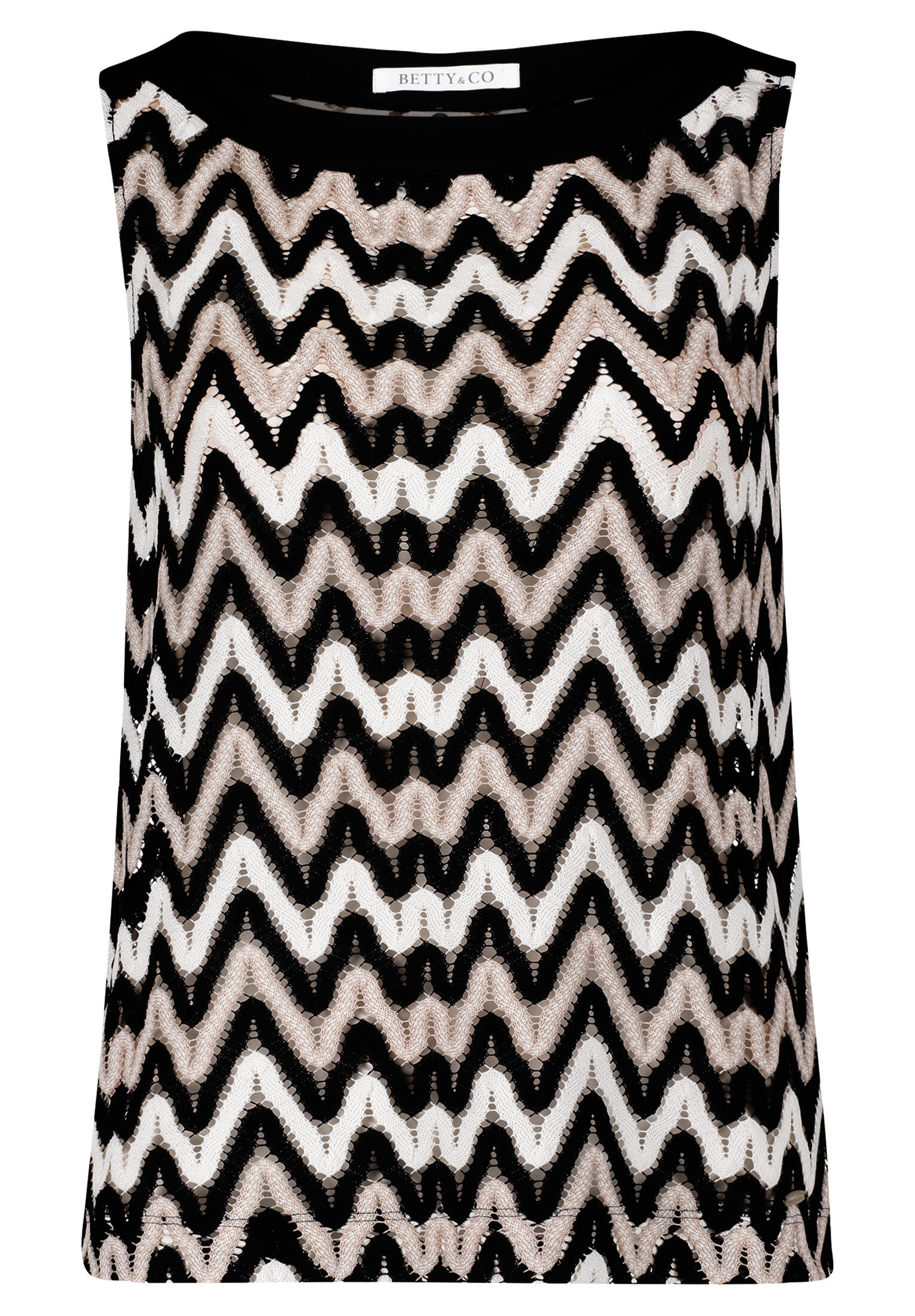 Betty & Co - Strukturshirt schwarz/braun - Gr. - M von Betty & Co