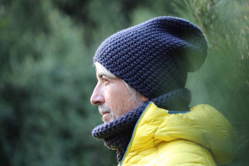 Winter Beanie Hut Für Männer Oder Frauen, Merino Wolle Dunkelgrau Mütze Großen Kopf, Geschenke Männer, Handgemachte Grobstrick von BettyBAtelier