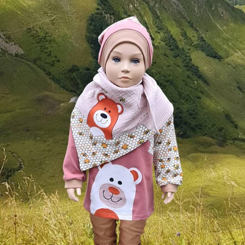 Kinder Sweatshirt Langarmshirt Shirt Beanie Wendemütze Bär Musselintuch Halstuch Bienen von BettyBeestFashion