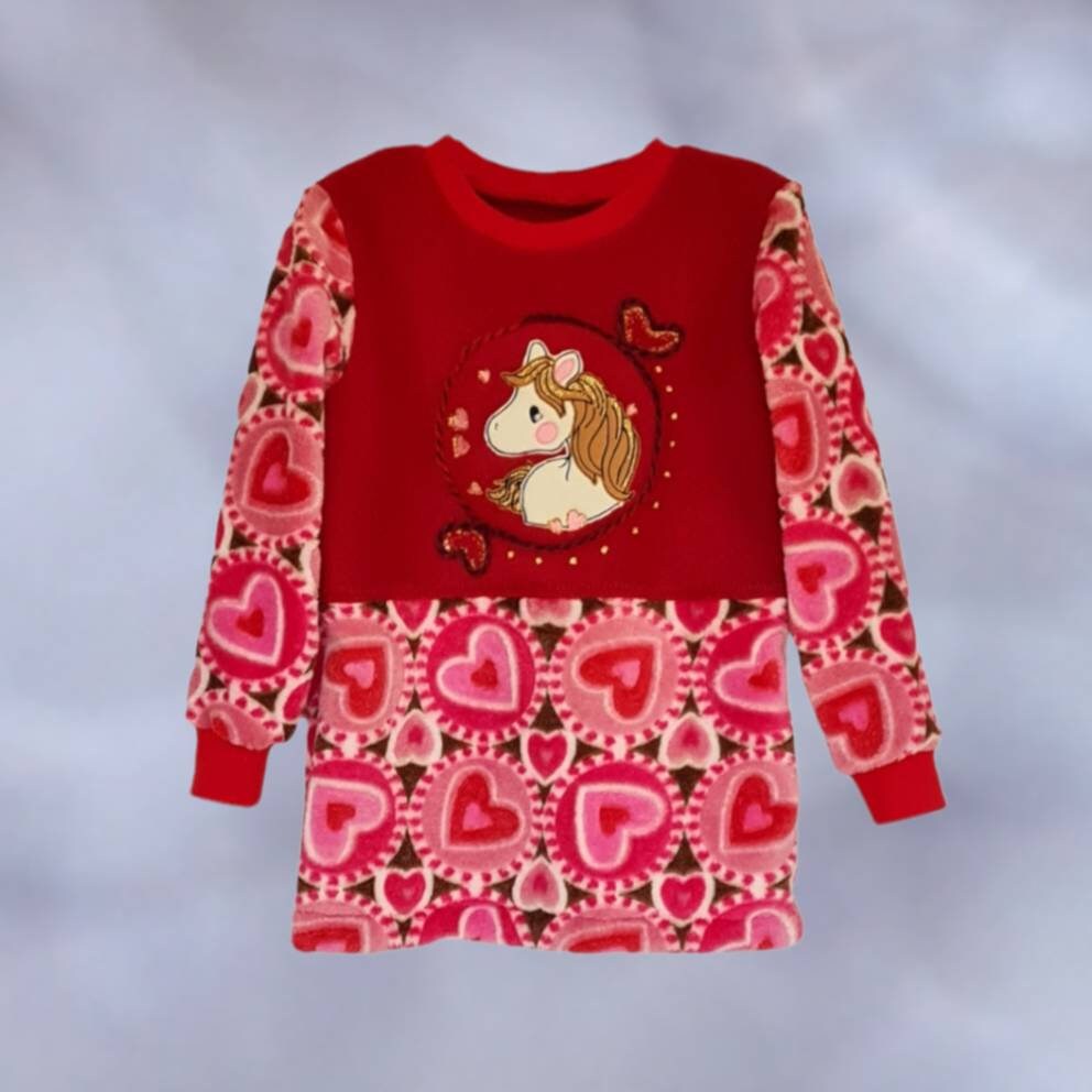 Mädchen Pferd Pullover Langarmshirt Fleece Herzen von BettyBeestFashion