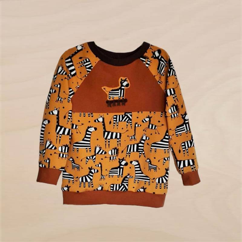 Zebra Kinder Pulli Sweatshirt Mit Mütze, Halssocke & Handschuhe von BettyBeestFashion