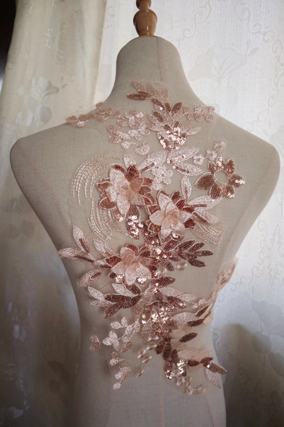 Peach 3D Spitze Applikation, Blume Gestickte Braut Applikation Für Tanzkostüme, Brautkleid Saum Zubehör Peach 3D Spitze Applikation, Blume Gestickte Braut Applikation Für Tanzkostüme, Brautkleid Saum Zubehör von BettyLaceShow