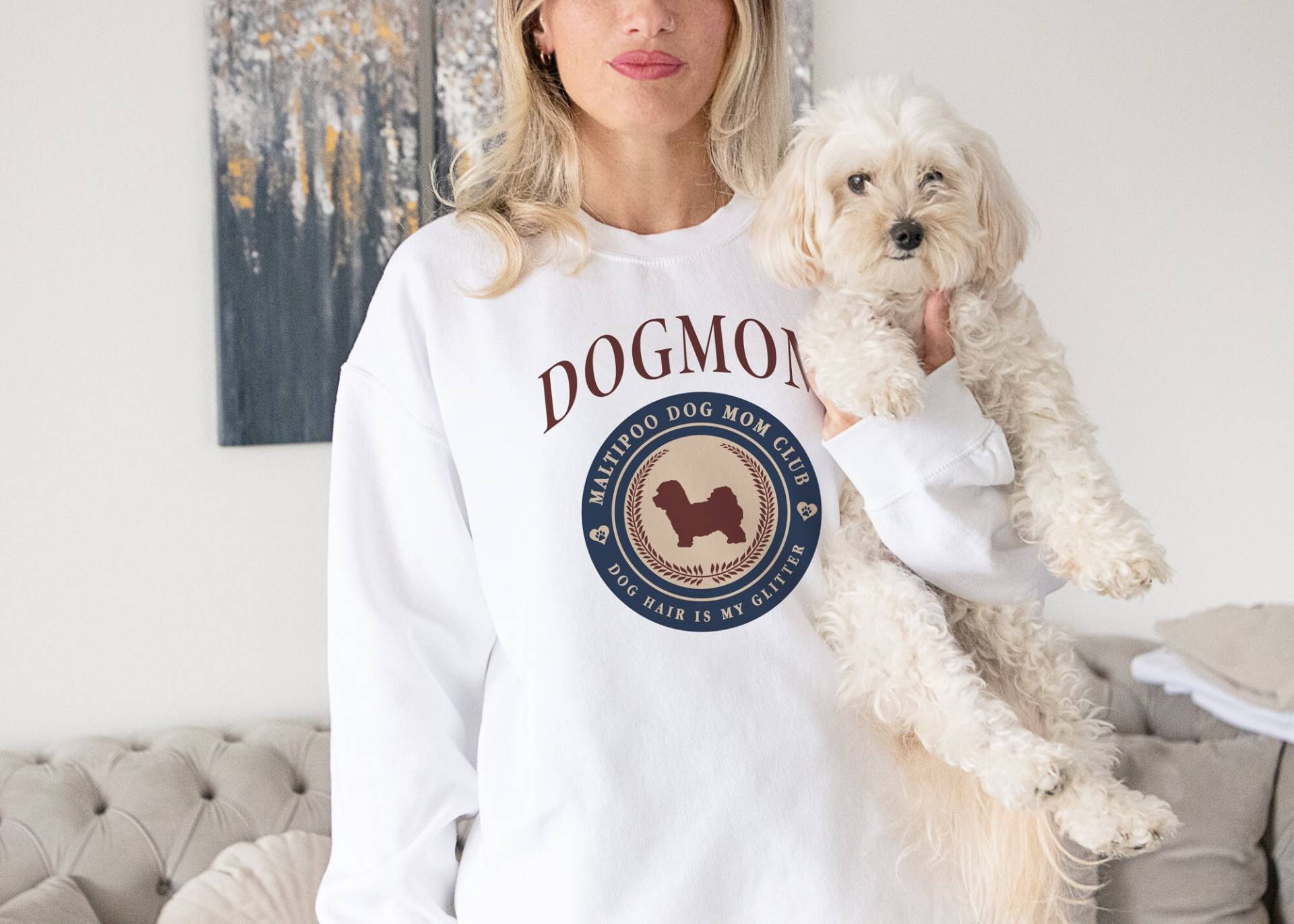 Maltipoo Geschenk Hundebesitzer Sweatshirt Hunderasse Rundhalsausschnitt Personalisierter Pullover Hund Mama Benutzerdefinierte Name Hunde Shirt von BettyWoof