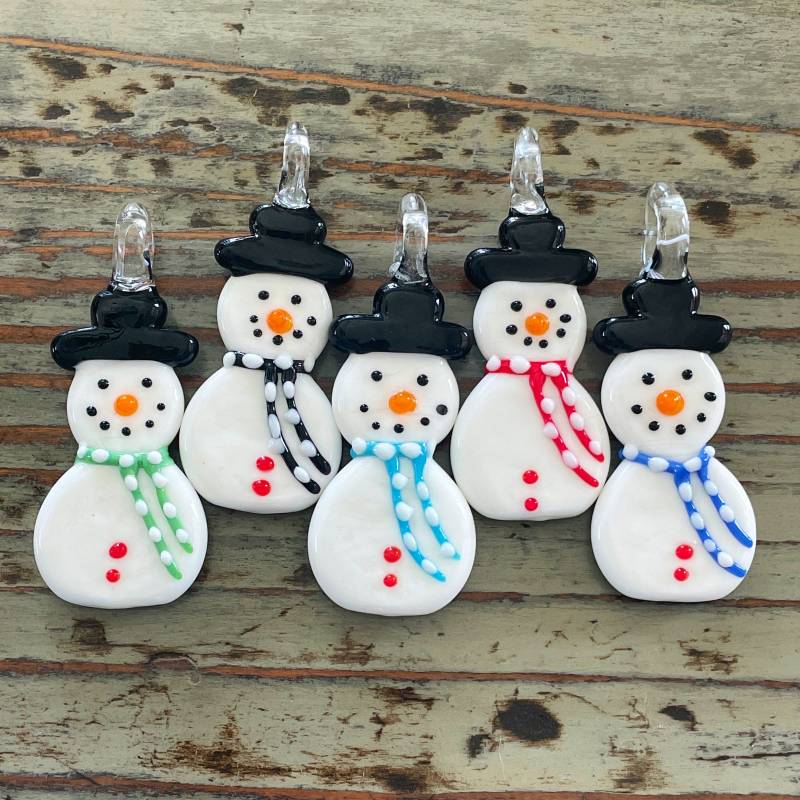 Lampwork Schneemann Anhänger Oder Ornament Groß 62 Mm, Weihnachten, Winter von BettysGlassBeads