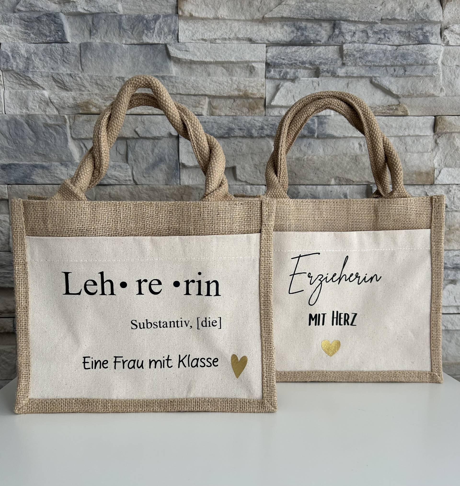Jutetasche, Geschenk, Lehrerin, Frau Mit Klasse, Erzieherin Herz von BettysKreativStudio