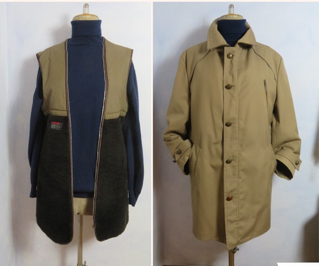 70Er Florfutter Arbeitermantel Wasserabweisende Diolen Gefütterte Warme Mens Size L/50 Hellbraun Winterjacke Kurzmantel Alt Deutsch von BettysVintageHouse