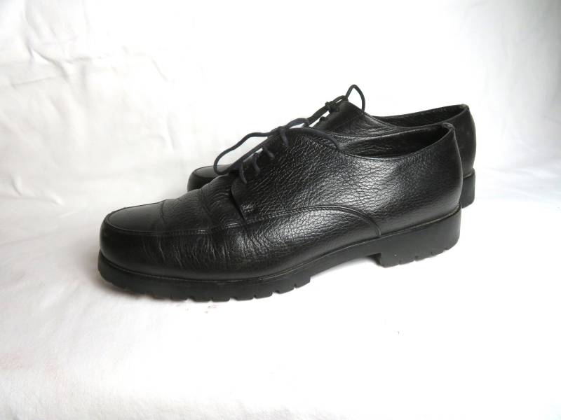 Vintage Lammfell/Leder Schuhe Womans Size Eu 40/Us 9/Uk 7 Schafwolle Gefüttert Schwarz Genarbt Winterstiefel Flach Profilsohle Joy Harper von BettysVintageHouse
