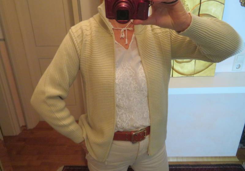 60Er Jahre Rippen Strickjacke Mit Stehkragen Gerippte Jacke Size S Elfenbein Zipper Cardigan, Quer Gestrickte Pullover Baumwolle Vintage von BettysVintageHouse