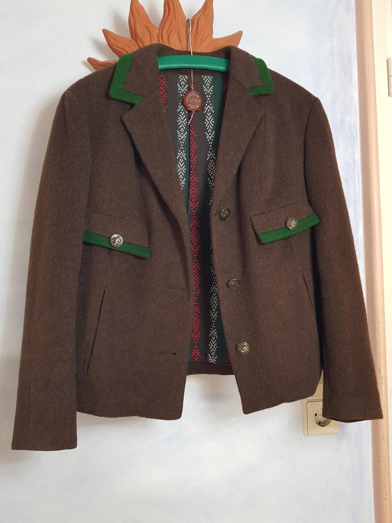 Vintage Baur Pischl Tirol Alpaka Stehflor Lodenmantel Womans Size L Braun 100% Wollmantel Grüne Lodenbesatz Trachten Österreich Wintermantel von BettysVintageHouse