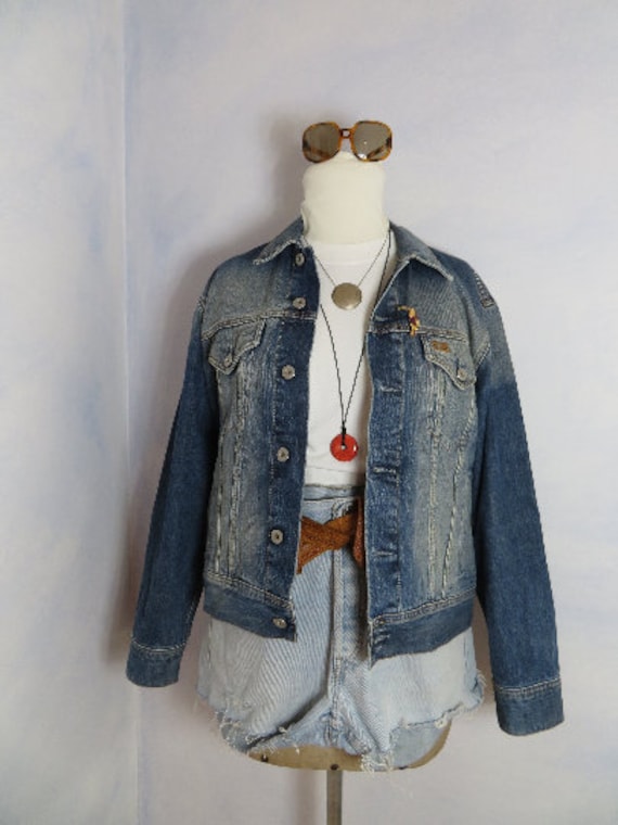 Vintage Bigstar Size M Jeansjacke Hellblau Verwaschen Denim Jacke, Solid Trucker Brusttaschen Knopfverschluss 80S 90S Worker von BettysVintageHouse