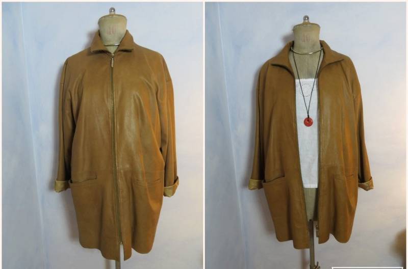 Vintage Cognac Braun Softledermantel Von Holdt Ledermantel Edel Weich Size 42 Xl Oversize Mantel Frauen Berlin Streetstyle von BettysVintageHouse