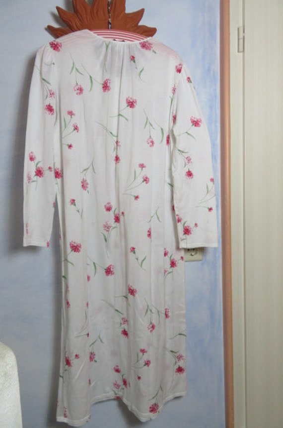 Vintage Furstenberg Nachtkleid Size L Floral Rosa Nelken Weiches Longshirt Nachthemd Knöpfe Oben Jersey Oma Deutsche Fertigung von BettysVintageHouse