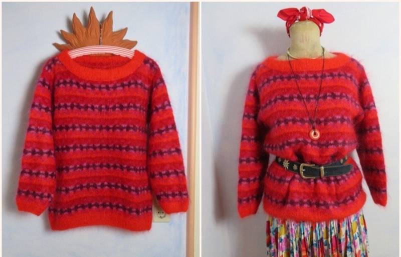 Vintage Handgestrickt "Schewe" Mohair Sweater Size M Fair Isle Orange Pink Lila Weich Warm Haarige Long Masterpiece 80S Vintage Handgestrickt "Schewe" Mohair Sweater Size M Fair Isle Orange Pink Lila Weich Warm Haarige Long Masterpiece 80S von BettysVintageHouse