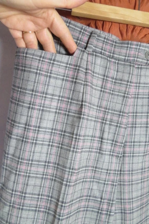 Vintage Karotte Karierte Stoff Hose Mit Wolle Size L High Rise Taillenhosewool Blend Adrette Karottenhose Für Den Winter 80Er Kris Reutter von BettysVintageHouse