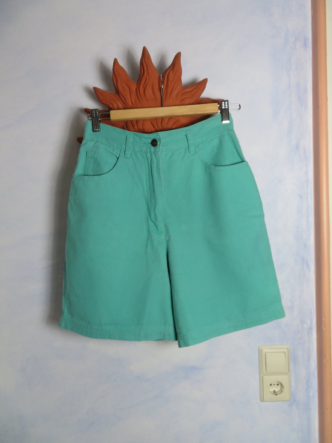 Vintage Womens Size S Shorts Mint Grün Hoch Taillierte 80S 90S 100% Baumwolle Mom von BettysVintageHouse