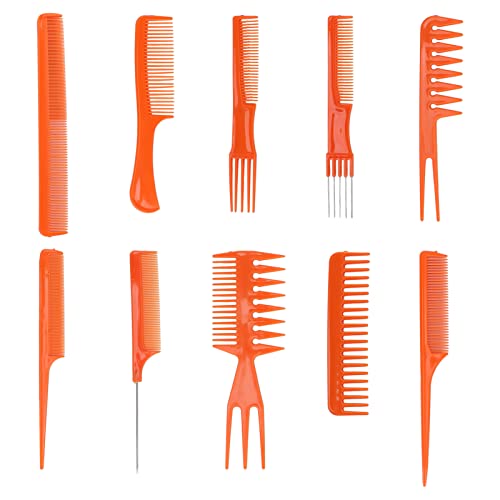 10-teiliges Haarstyling-Kamm-Set, Antistatisches Professionelles Styling-Kamm-Set Friseur Stylisten Kämme Pack Haarschneidekamm Barber Combs Kit für Frauen Männer für Friseursalons(Orange) von Betued