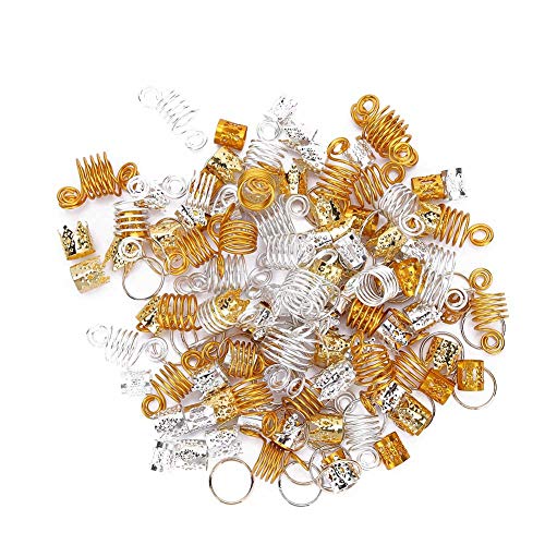 160pcs Haar Zopf Ringe, Haarzopf Ringe, Einfach zu Bedienende Stilvolle und Flexible Metallmaterialien Machen Schöne Accessoires Dreadlocks Ring Hohl Mode Haarschmuck Zubehör von Betued