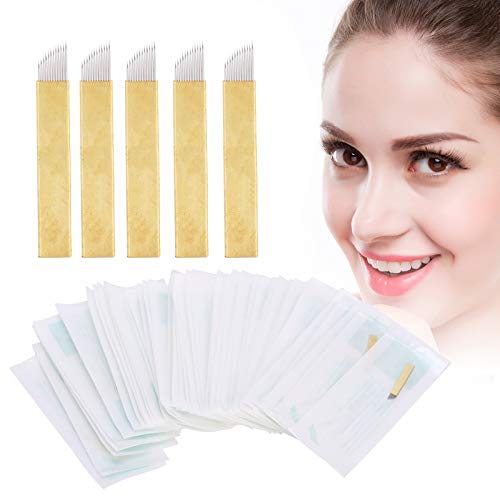 50pcs 12/14/19 Permanent Makeup Blades, Needle Eyeliner Tattooing Microblades, Microblading Nadeln Set Tattoo NeedlesTattoo Supplies(PCD-12-Pin) von Betued