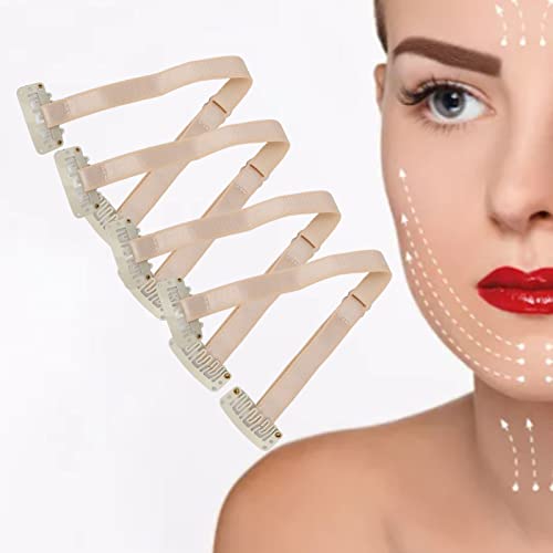 Masken Facelift Patch Straps, 4 Stück Facelift Bänder mit Clip für Haare, Frauen Verstellbare Elastische Facelifting Strap Patch für Haare Weiße Masken von Betued