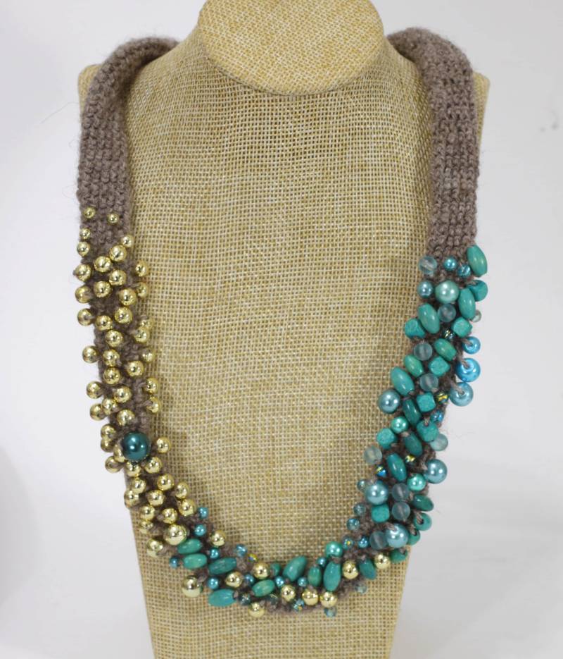 Dicke Boho Häkelkette, Statement Unikat von Betulek