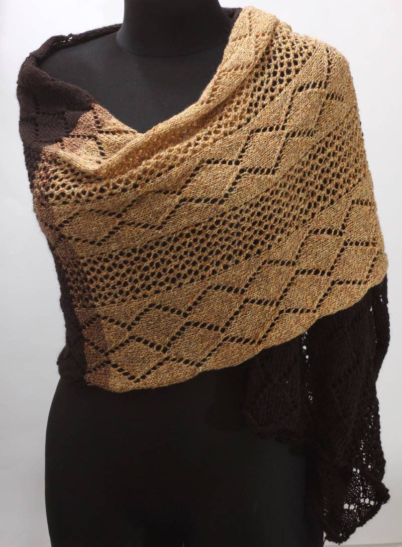 Gestrickte Spitzen-Schal Braun Beige Rustikale Warme Wrap von Betulek