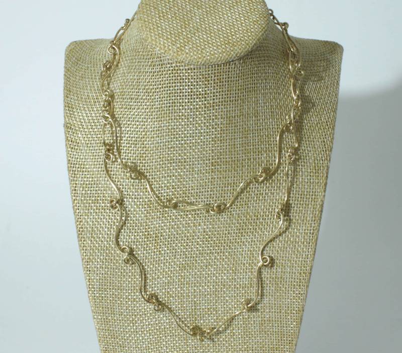 Handgefertigte Messing Anhänger Kette Lange Draht-Gewickelt Halskette von Betulek