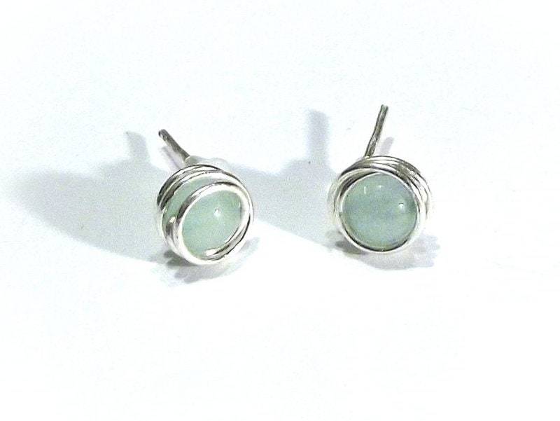 Ohrstecker Jade Drahtumwicklung von Betulek