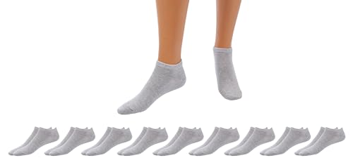 Betz 10 Paar Sneaker Socken Damen und Herren - Füßlinge – Kurze Socken - Baumwolle mit Komfortbund ohne drückende Naht – Classic – Größen 43 – 46 Farbe Grau von Betz