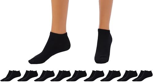 Betz 10 Paar Sneaker Socken Damen und Herren - Füßlinge – Kurze Socken - Baumwolle mit Komfortbund ohne drückende Naht – Classic – Größen 43 – 46 Farbe Schwarz von Betz