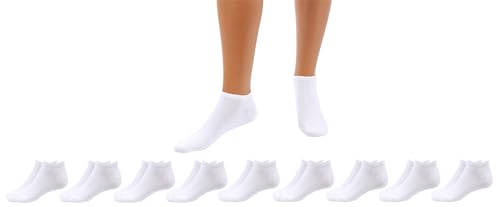 Betz 10 Paar Sneaker Socken Damen und Herren - Füßlinge – Kurze Socken - Baumwolle mit Komfortbund ohne drückende Naht – Classic – Größen 43 – 46 Farbe Weiß von Betz