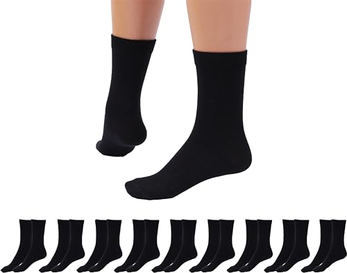 Betz 10 Paar Socken Damen und Herren – Baumwolle mit Komfortbund ohne drückende Naht – Classic – Größen 43 – 46 Farbe Schwarz von Betz
