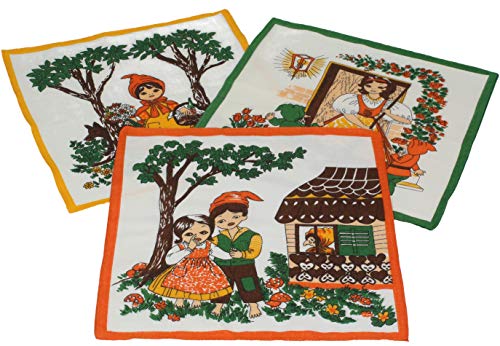 Betz 12 Stück Kinder Stoff Taschentücher Kindertaschentücher Set Größe 26x26 cm 100% Baumwolle Märchen Motive Design 4 von Betz