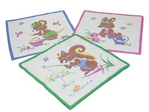 Betz 12 Stück Kinder Stoff Taschentücher Kindertaschentücher Set Größe 26x26 cm 100% Baumwolle Tier Motive Design 6 von Betz