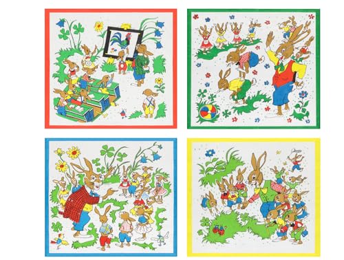 Betz 12er Pack Kinder-Taschentücher 28x28 cm Design 21 "Hasenschule von Betz