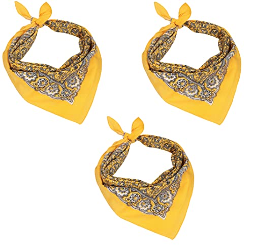 Betz 3 er Pack Nickituch Bandana Kopftuch Halstuch klassischem Paisleymuster Größe 55 x 55cm 100% Baumwolle Farbe: gelb von Betz