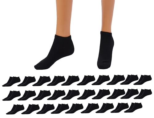 Betz 30 Paar Sneaker Socken Damen und Herren - Füßlinge – Kurze Socken - Baumwolle mit Komfortbund ohne drückende Naht – Classic – Größen 43 – 46 Farbe Schwarz von Betz