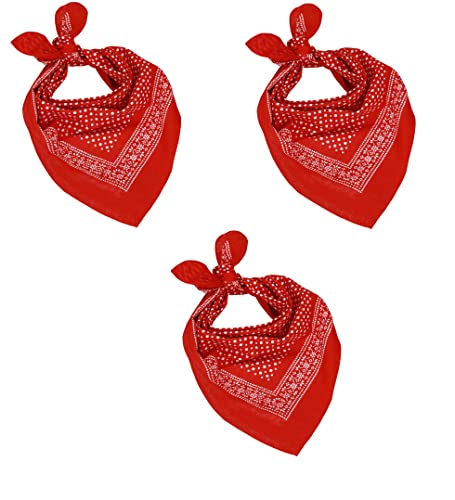 Betz 3er Pack Nickituch Bandana Kopftuch Halstuch Kleine Punktenmuster Größe ca. 55 x 55 cm 100% Baumwolle Farbe: rot von Betz